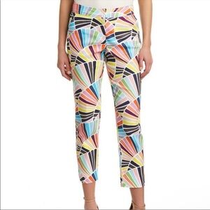 TRINA TURK Haute Havana Moss Coppelia Pants Abstract Artsy‎ Rainbow Size 12